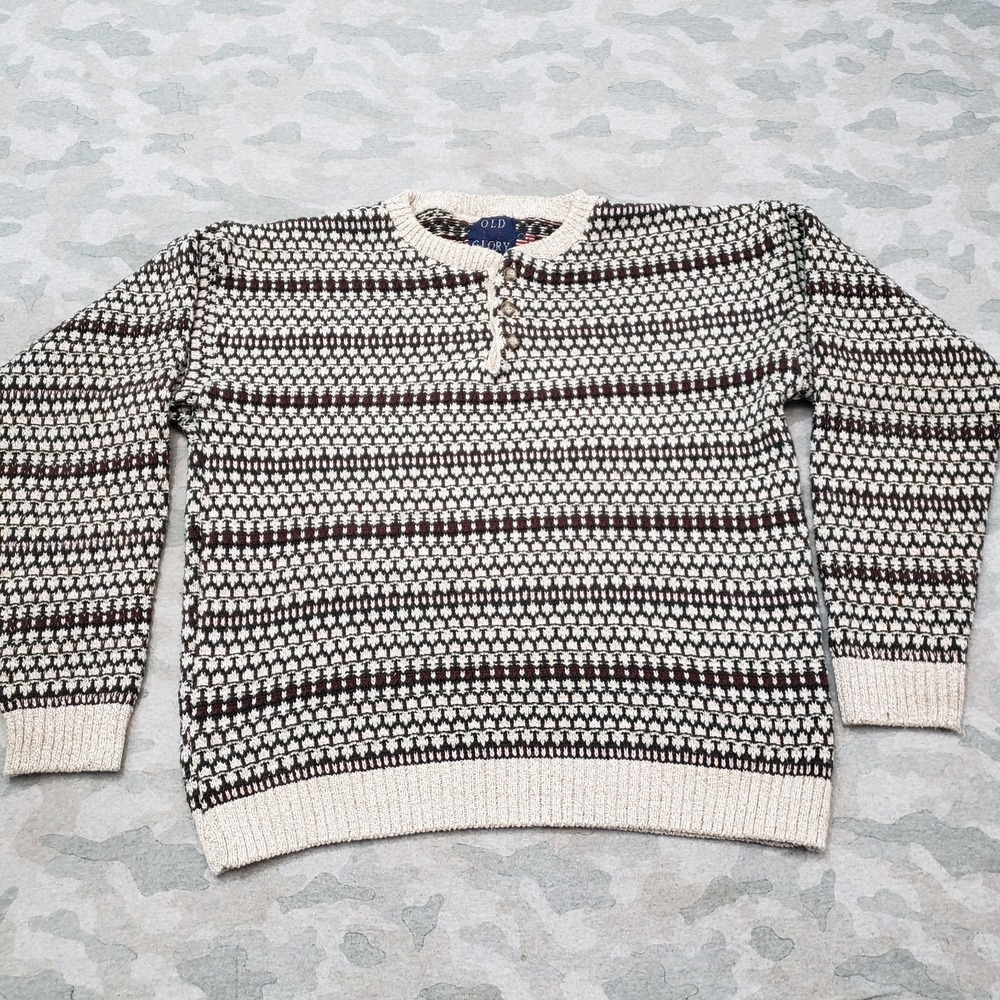 Vintage‎ Old Glory Sweater Mens Large Multicolor Long Sleeve Geo